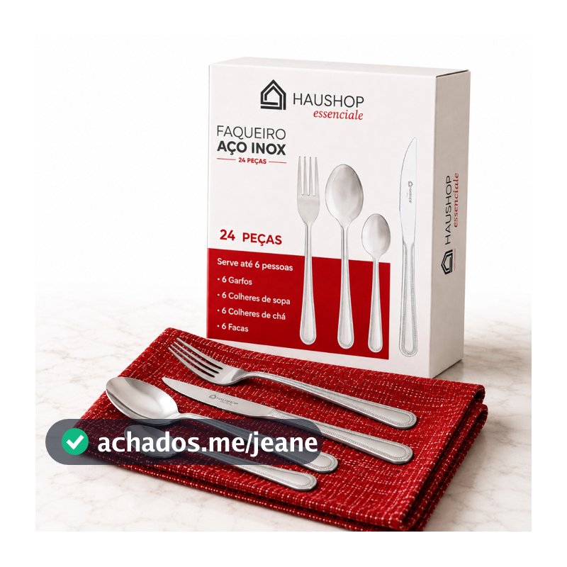 Faqueiro Inox 24 Peças Essenciale Haushop Jogo De Talheres Conjunto Mesa Posta Premium Resistente