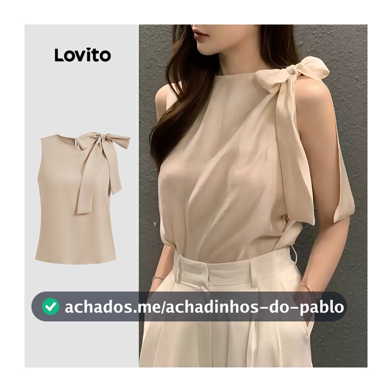 Lovito Casual Regata com gravata lisa frontal para mulheres L124AD1308