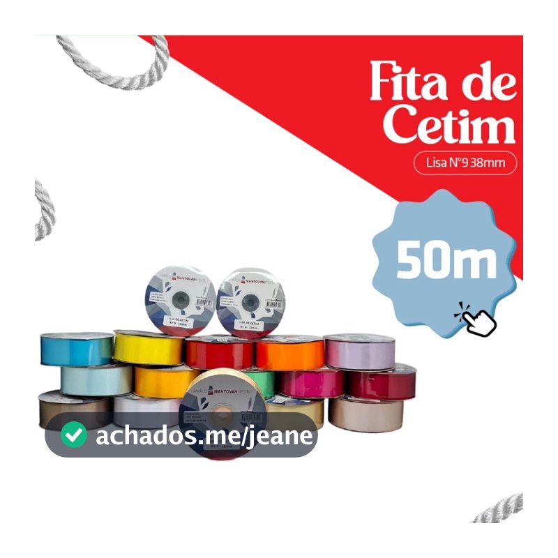 Fita de Cetim 38mm N9 Rolo 50 Metros Para Laços Artesanato Embalagem Decoração Lembrancinhas