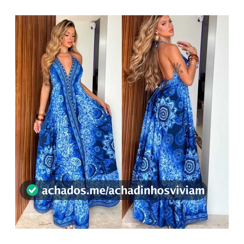 Vestido Indiano longo ESTAMPADO LONGO FRENTE Única e costa Nua, ELEGANTE