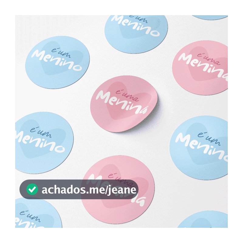 Kit Adesivo Chá Revelação 150/100/50 Lembrancinha Tag menina e menino decoração - Azul Rosa e Verde