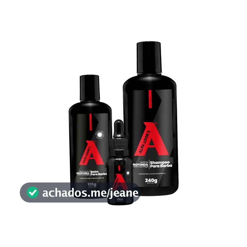 KIT COMPLETO PARA BARBA – SHAMPOO BALM E ÓLEO PARA BARBA ALFA LOOK’S