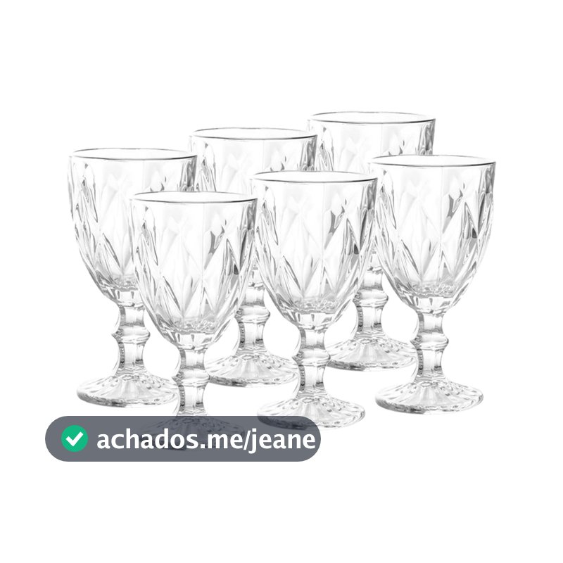 Jogo de 6 Taças de Cristal 330ml de Brilho Incomparável - Linha Premium Decorativa
