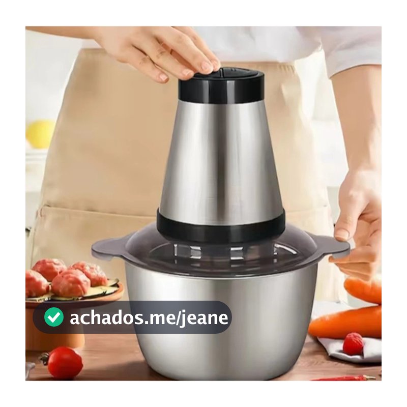 Picador De Alimentos Moedor Elétrico Triturador Potente Carne Legumes Temperos Inox 110v Pronta Entrega yb