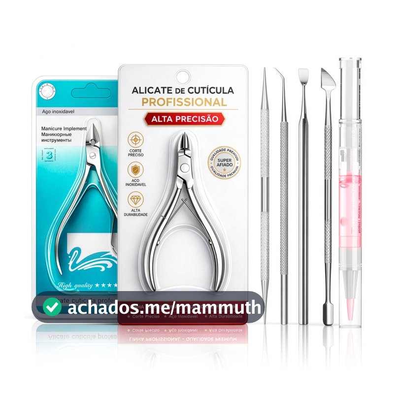 Kit Completo Manicure 7 Peças Inox Alicate Corte Cutícula Removedor Espátula Unha