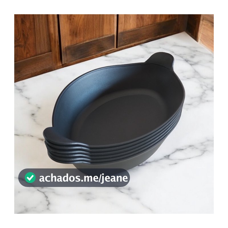 10 Petisqueira Canoa Preta Funda Plástico Petiscos Cozinha