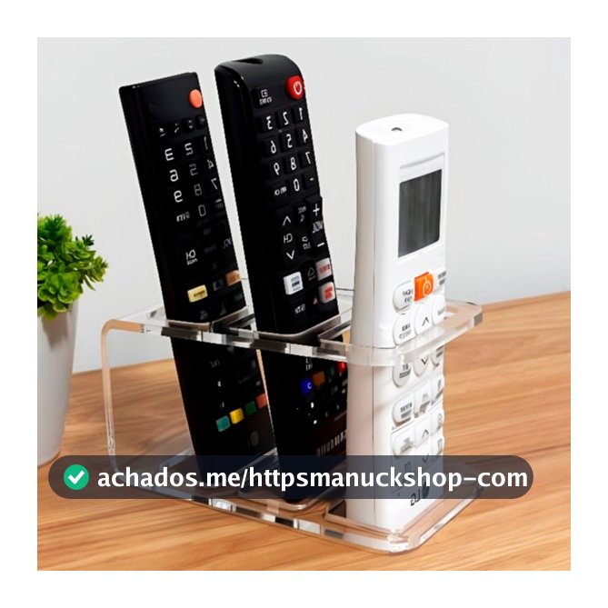 Porta Controle Remoto Universal Acrílico Transparente - Suporte Organizador de 3 Controles Sala Casa