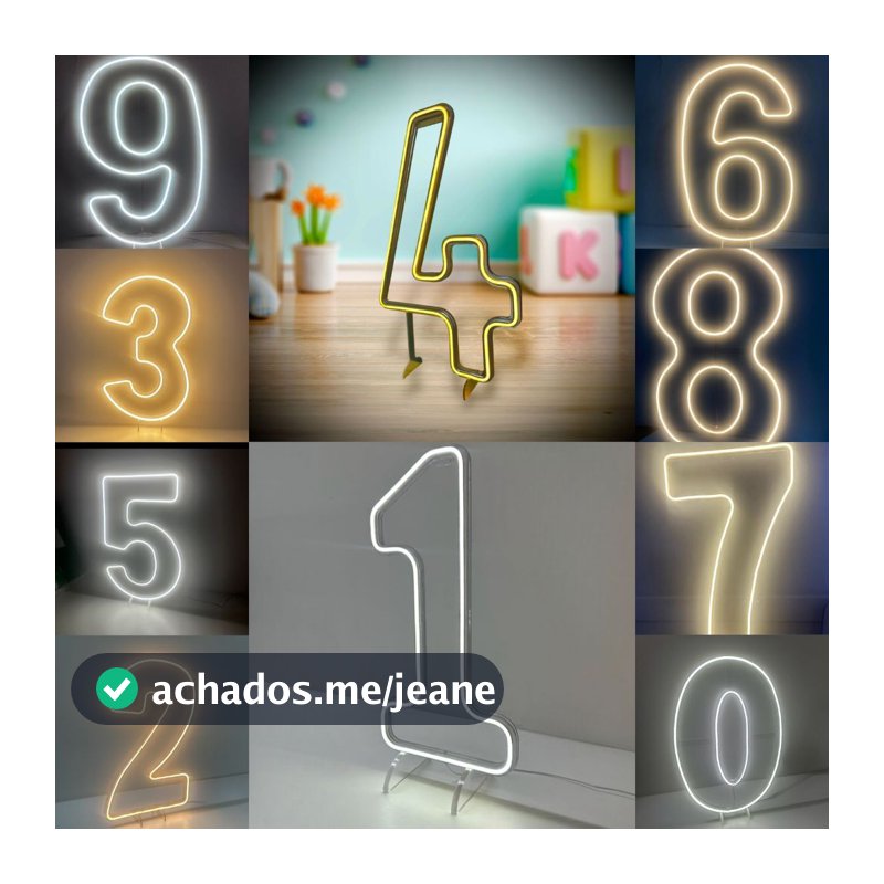 Painel Luminoso Led Neon Números p/ Decoração Festas 110/220v