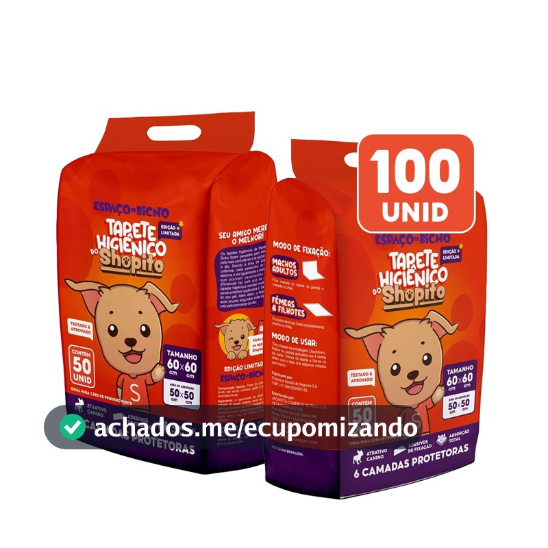 Tapete Higiênico Espaço De Bicho Shopito Oficial 100 Unidades Envio Imediato