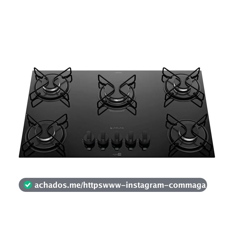 Fogão Cooktop 5 Bocas Mesa Vidro Atlas Agile Up Preto Bivolt