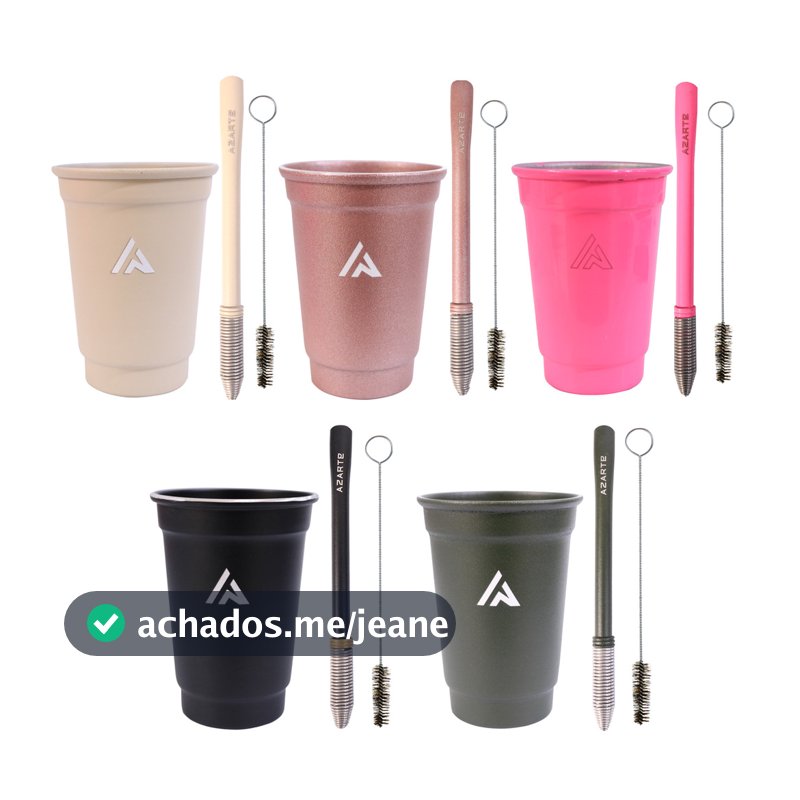 Kit Tereré Bomba Mola Externa em Inox e Copo Alumínio Escova