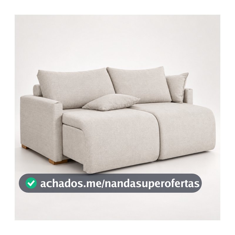 Sofá Cama Living Retrátil Milão 3 Lugares 1,80m em Linho com Almofadas Soltas Encosto Removível para Sala