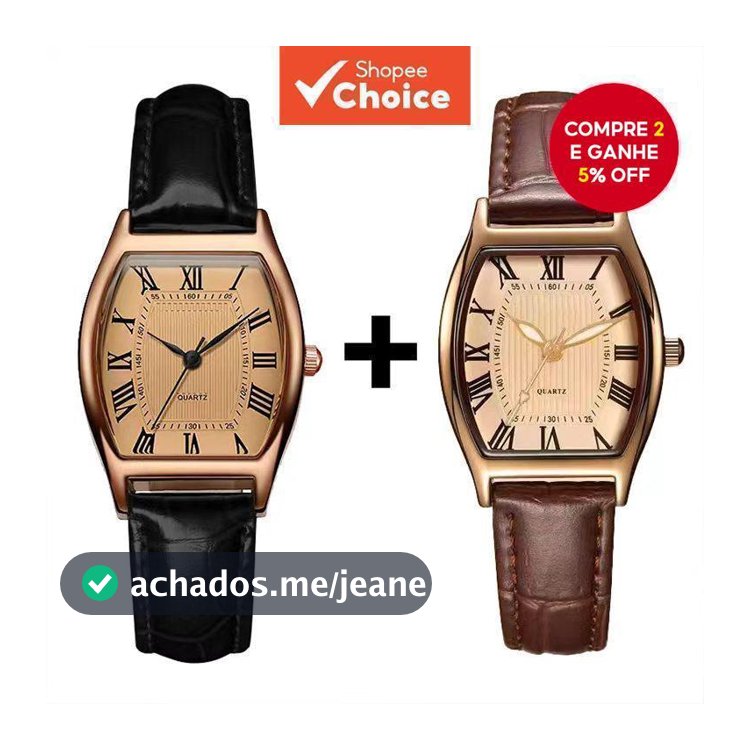 [Compre 1 Leve 1 Grátis] Estiloso Relógio Feminino | Pulseira de Couro Marrom Retrô Quartz Reloj
