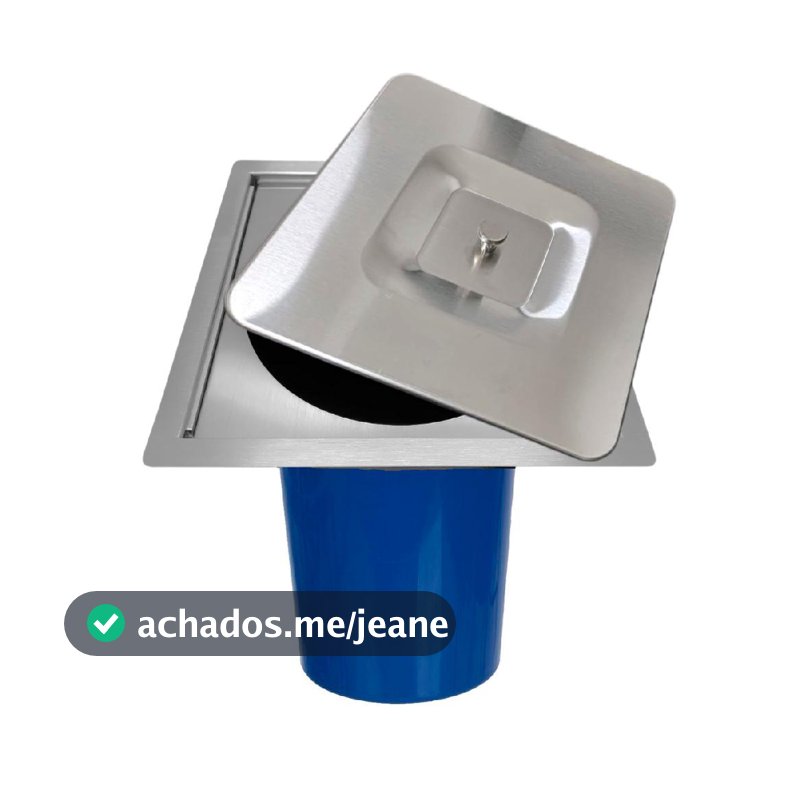 LIXEIRA EMBUTIR QUADRADA PIA BANCADA AÇO INOX ESCOVADO 8LTS