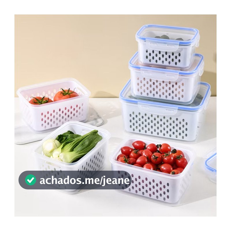Kit 3 Organizadores Potes Hermetico Geladeira 850ML/1750ML/3300ML Alimentos Vegetais--Mwei Store