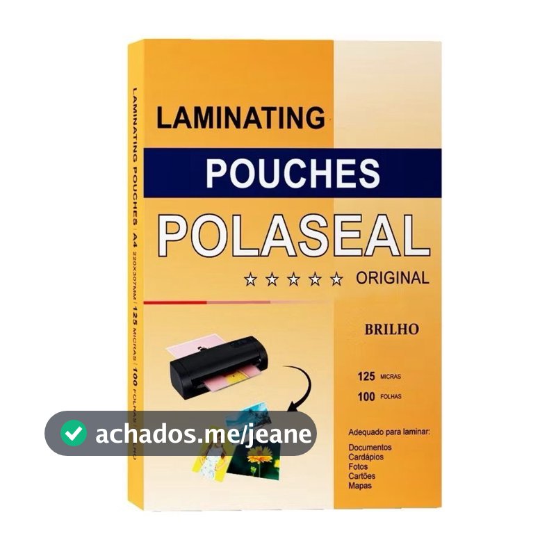 Plastico Polaseal Para Plastificacão 100 Folhas Com Brilho Plastificar