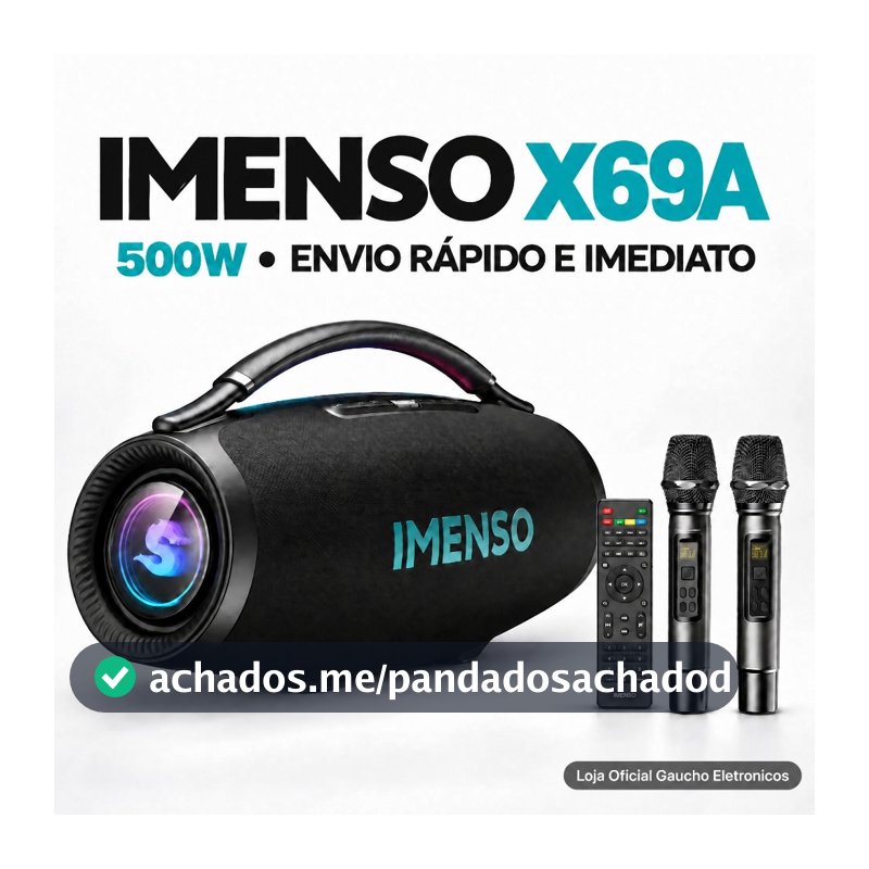 Imenso 500W IMS-X69A Caixa De Som Bluetooth 5.3 45000mAh IPX6 + 2 Microfones