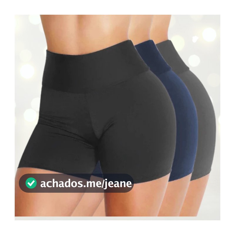 KIT 3 Shorts feminino academia liso Bermudinha malhar cintura alta
