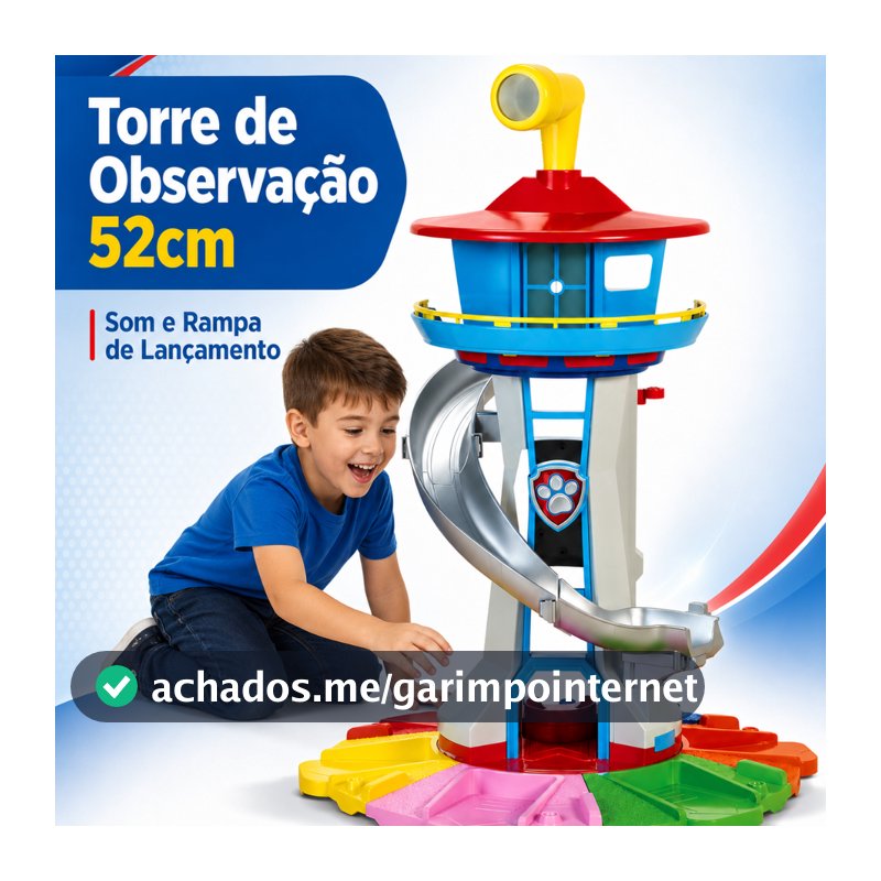 52cm Torre de Observação dos Filhotes Base de Resgate com Som e Rampa de Lançamento Brinquedo Presente para Crianças