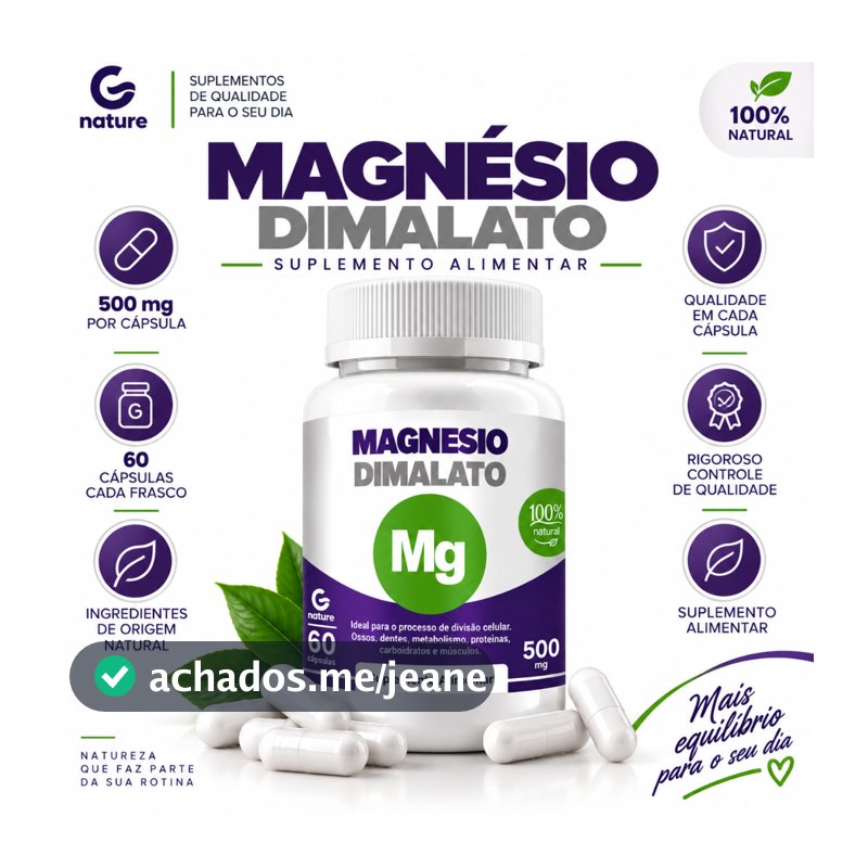 Magnésio Dimalato 60caps 500mg   Envio Imediato