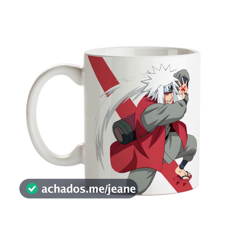 Caneca Jiraiya Naruto + Caixa - Xícara 325ML Personalizada Jiraiya Porcelana Super Branca Cerâmica