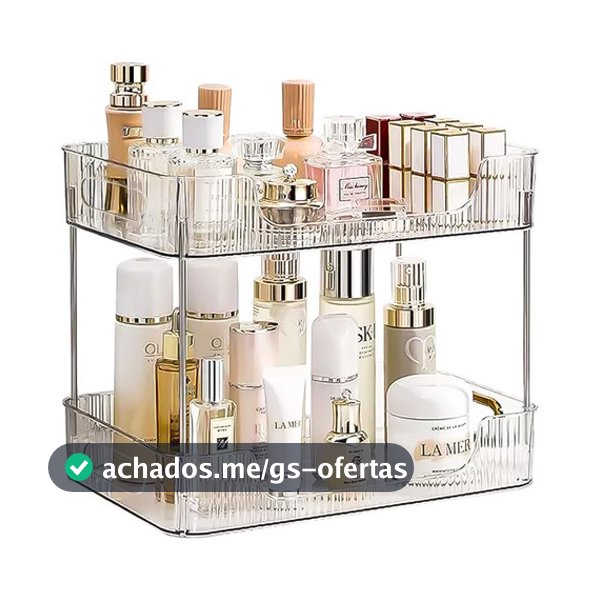 Estante Organizadora De Maquiagem Cosméticos 2 Andares de Acrílico Transparente Moderna