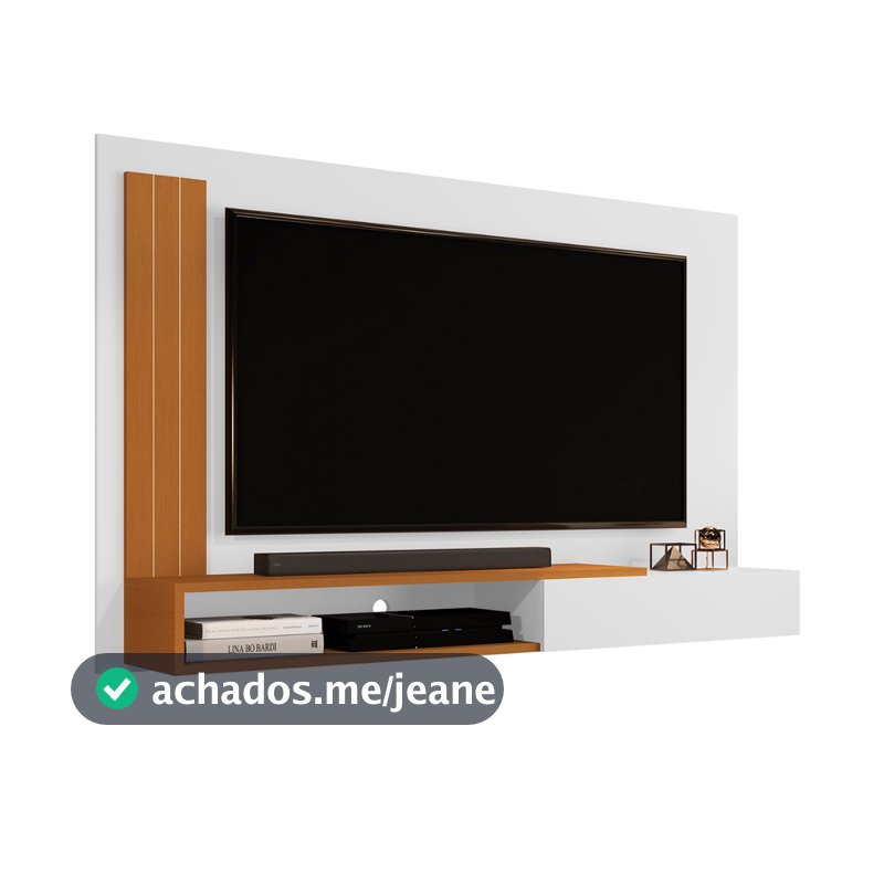 Painel Sala Para TV Até 50 Polegadas Com Porta E Nicho Decorativo Estante De Parede Cross