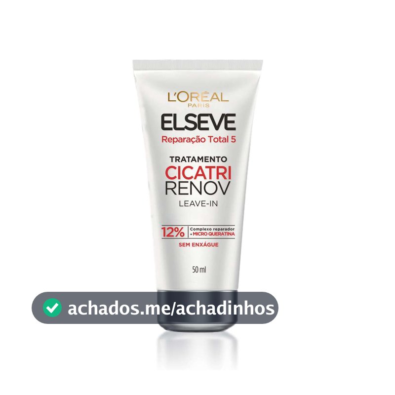 Leave-in de Tratamento com Reparação Imediata, Proteção Térmica, 10 em 1, L'Oréal Paris Elseve Cicatri Renov 50ml