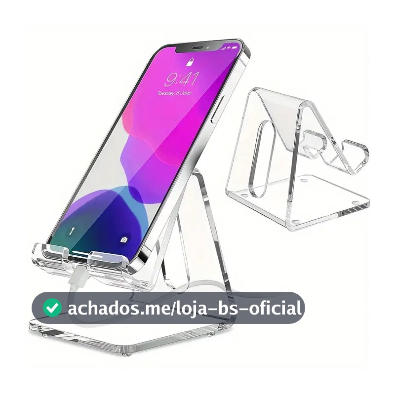 Suporte Em Acrílico P/ Celular Com Design Premium, Estável e Compatível com Todos os Celulares