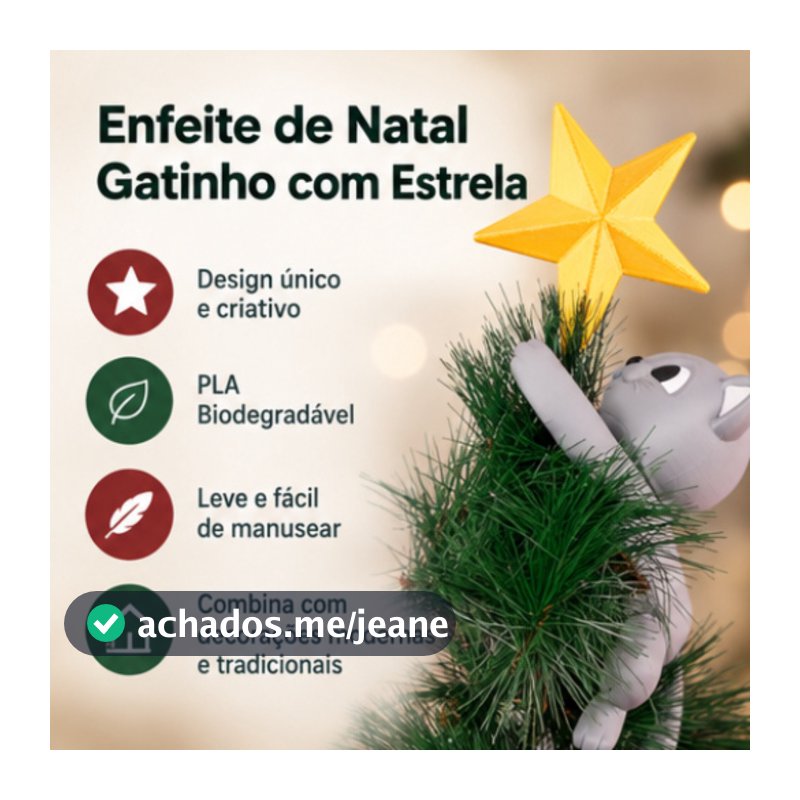 Decoração de natal topo de arvore de natal gato brincando com estrela