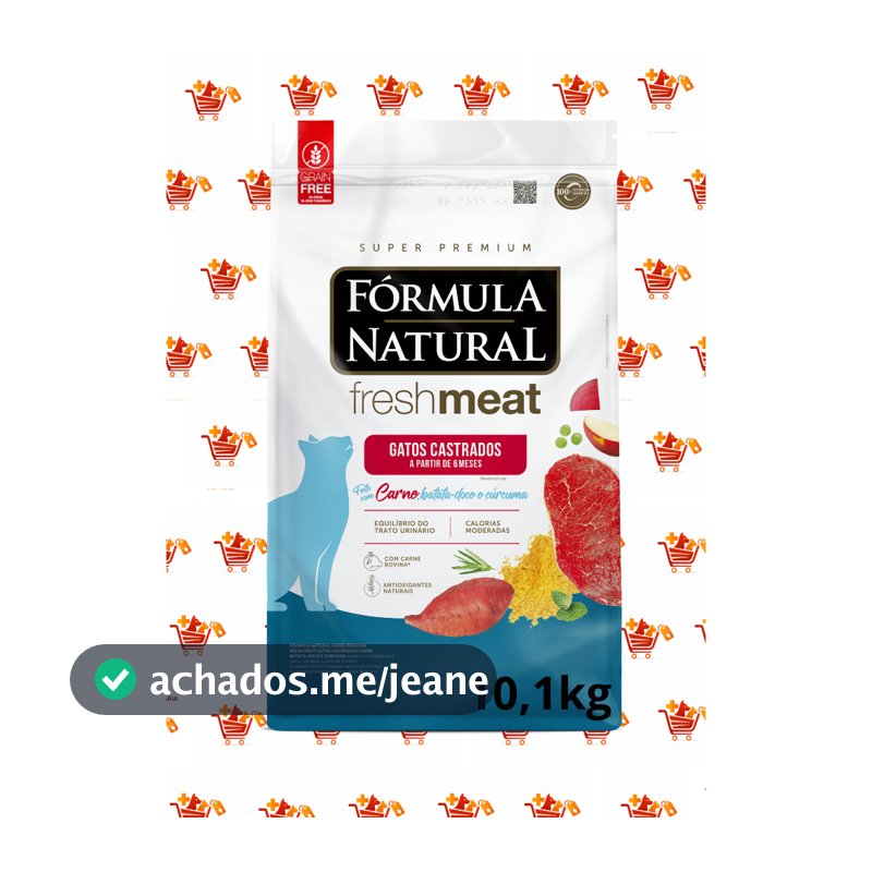 Ração Natural Fresh Meat para Gatos Castrados 10,1kg - Carne, Batata-doce e Cúrcuma