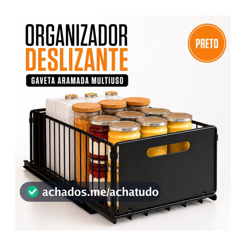 Organizador Deslizante Armário Cozinha Gaveta Puxador Potes Mantimentos Utensílios Despensa Casa Lar