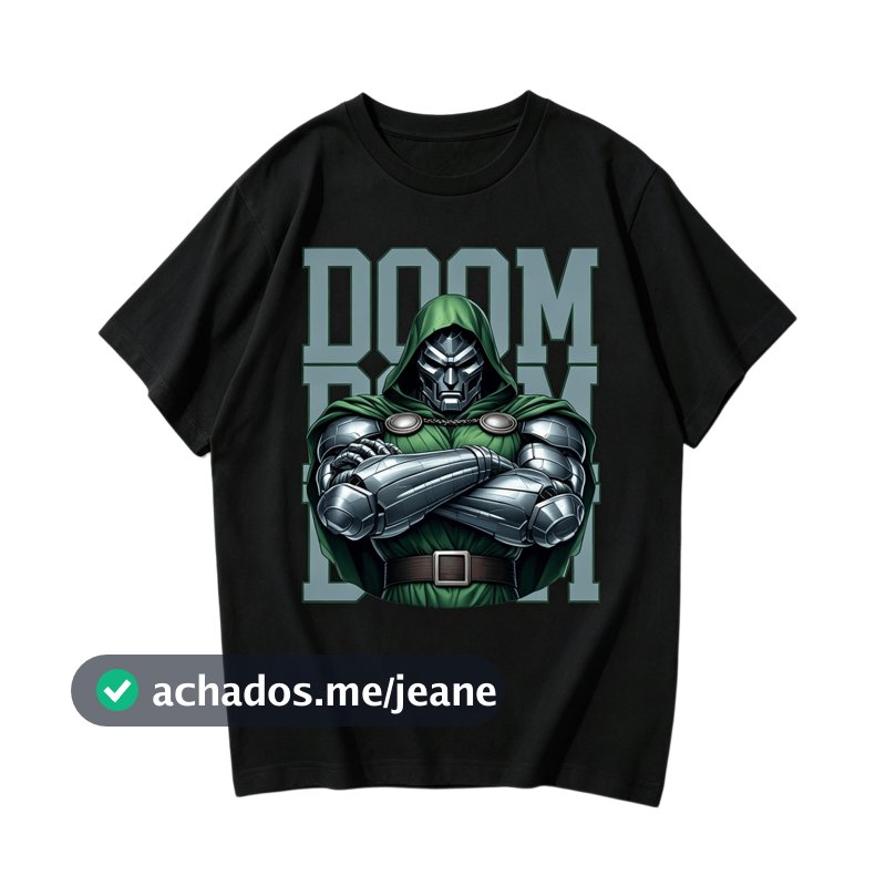 Camiseta Manga Curta 100% Algodão Doutor Destino Doom, Produto Oficial Filme Vingadores 5 Dia da Destruição Unissex