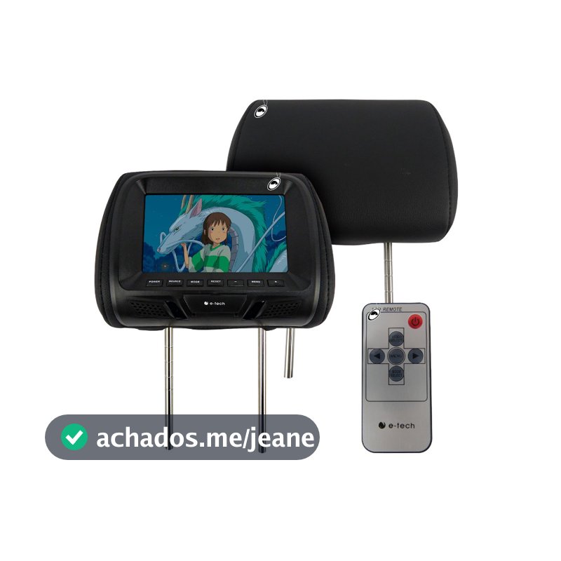 Par Encosto / Descanso De Cabeça E-Tech - Universal - Couro Tela LCD 7´ - 2 Peças