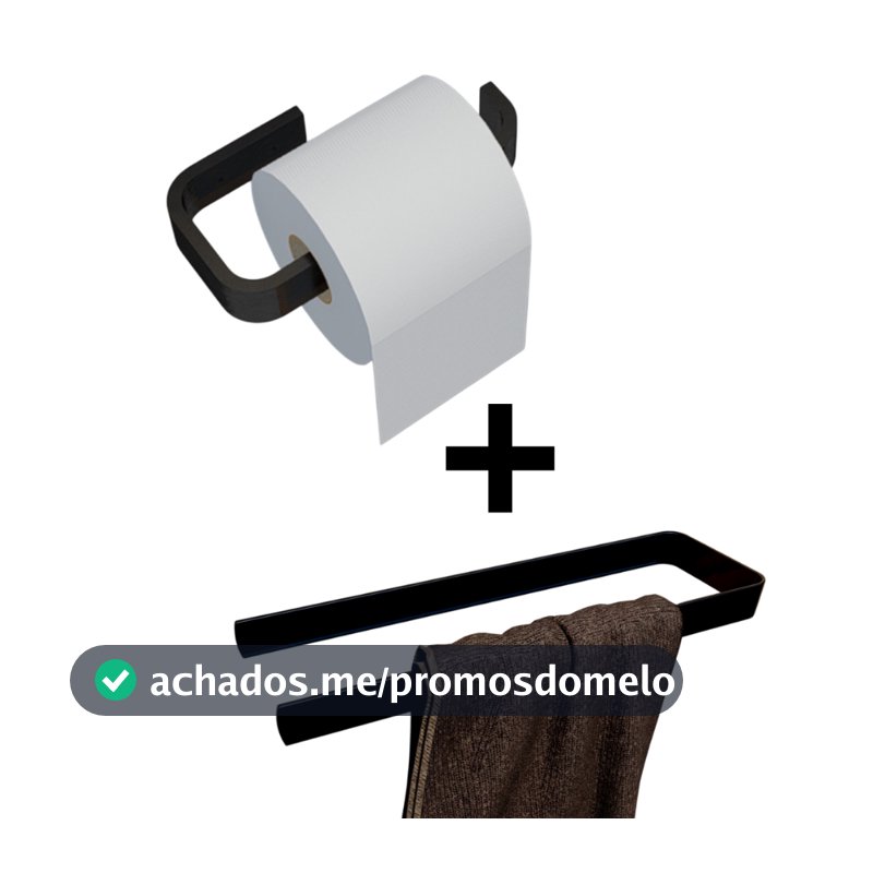 Kit porta papel higiênico + porta toalha de rosto metal