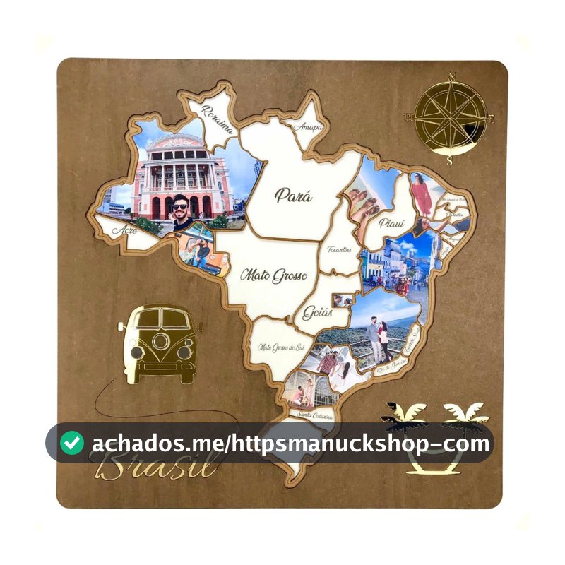 Quadro Colecionador De Viagens Mapa Do Brasil Para Viajantes 60X60cm