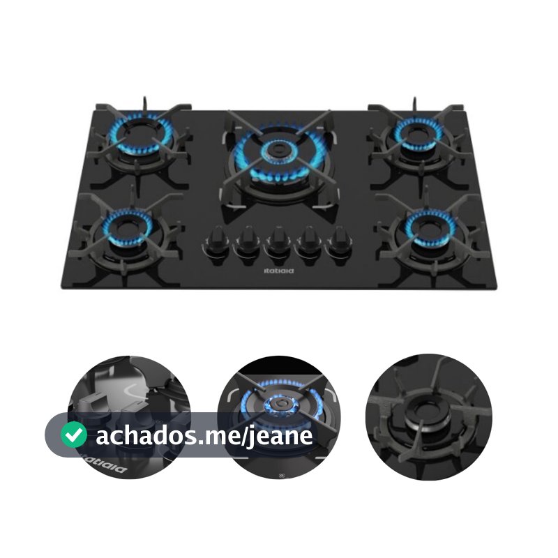 Fogão Cooktop 5 Bocas Tripla Chama Itatiaia  Trempe Ferro Fundido Itacook Premium