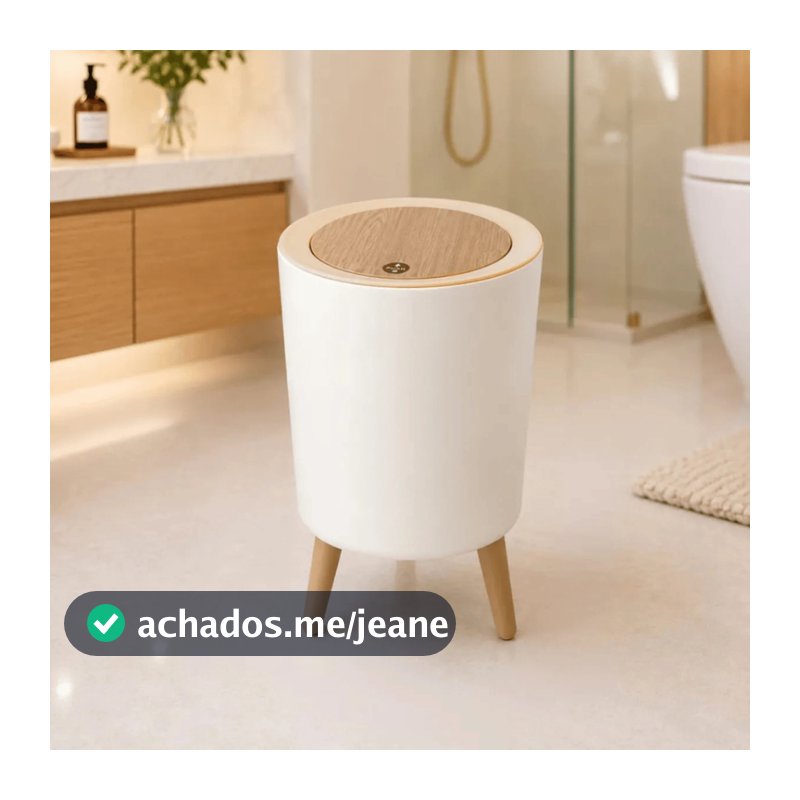 Lixeira Automática Tampa Click Esconde Sacola Redonda 8L