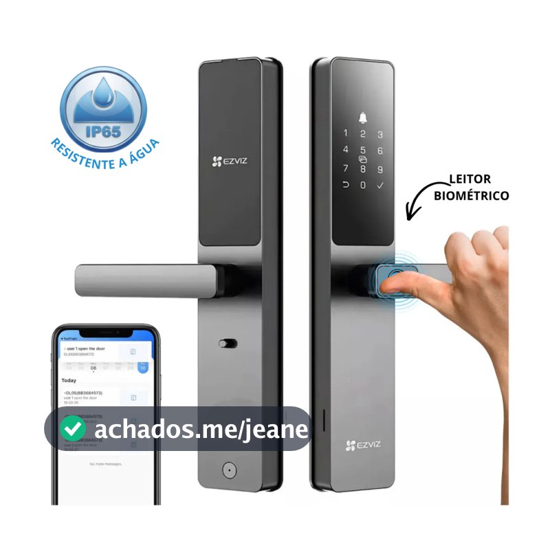 Fechadura Digital Inteligente Ezviz DL05 Biometria, Senha e Campainha Integrada
