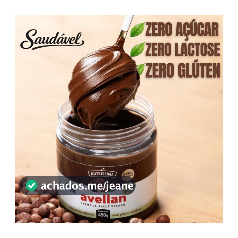 Creme de Avelã Vegano 450g - sem leite, sem açúcar, zero lactose, sem glúten - avelã com cacau - Nutríssima
