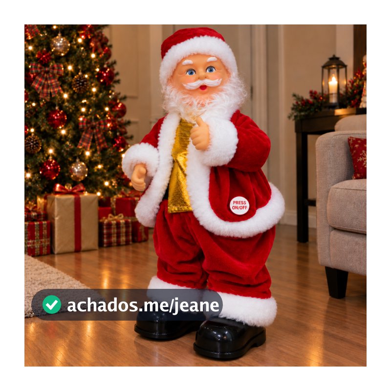 Boneco Papai Noel 30cm Musical Dançarino Mexe Bumbum e Braços Decoração Natalina Enfeite Natal Animado