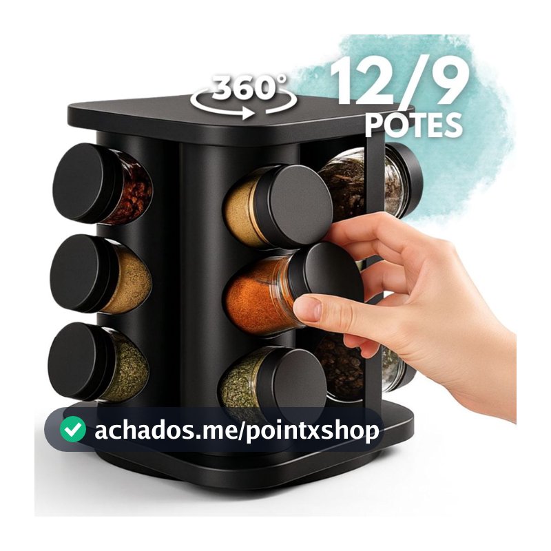 Porta Temperos Giratório 12 9 6 Potes Vidro Profissional Tampa Dosadora Suporte Cozinha