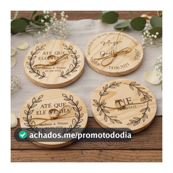 Porta Aliança para Casamento Personalizado de Madeira com suporte e envio imediato