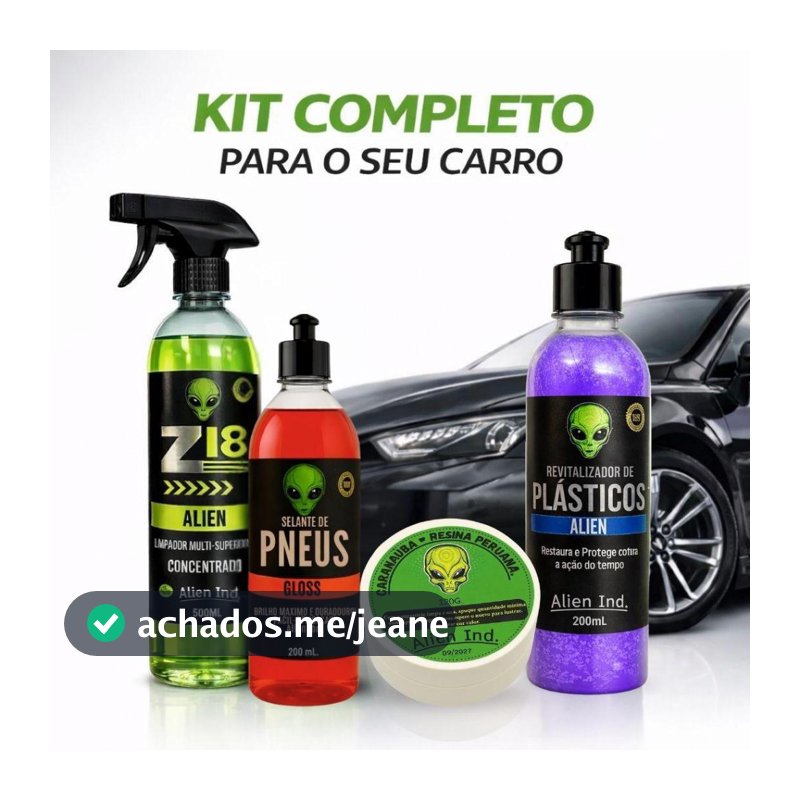 Kit Cuidado Completo Automotivo Alien Ind Selante Gloss + Cera Alien + Revitalizador + Z18
