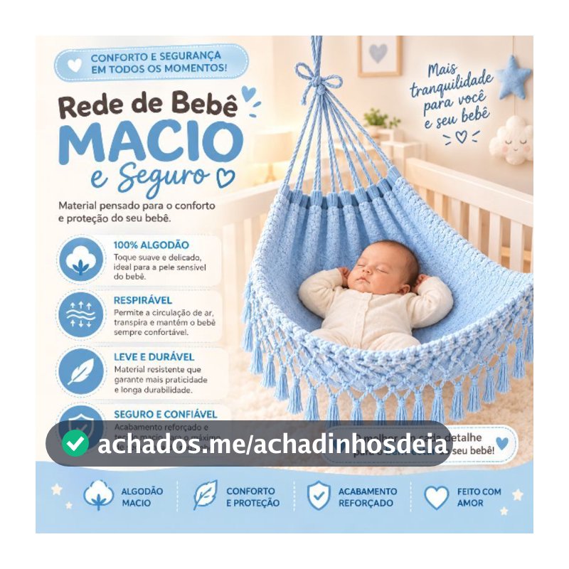 Rede de Berço para Bebe Enxoval Infantil Resistente Confortavel Algodao Criança Menino Menina Azul Rosa, CHA REVELAÇAO