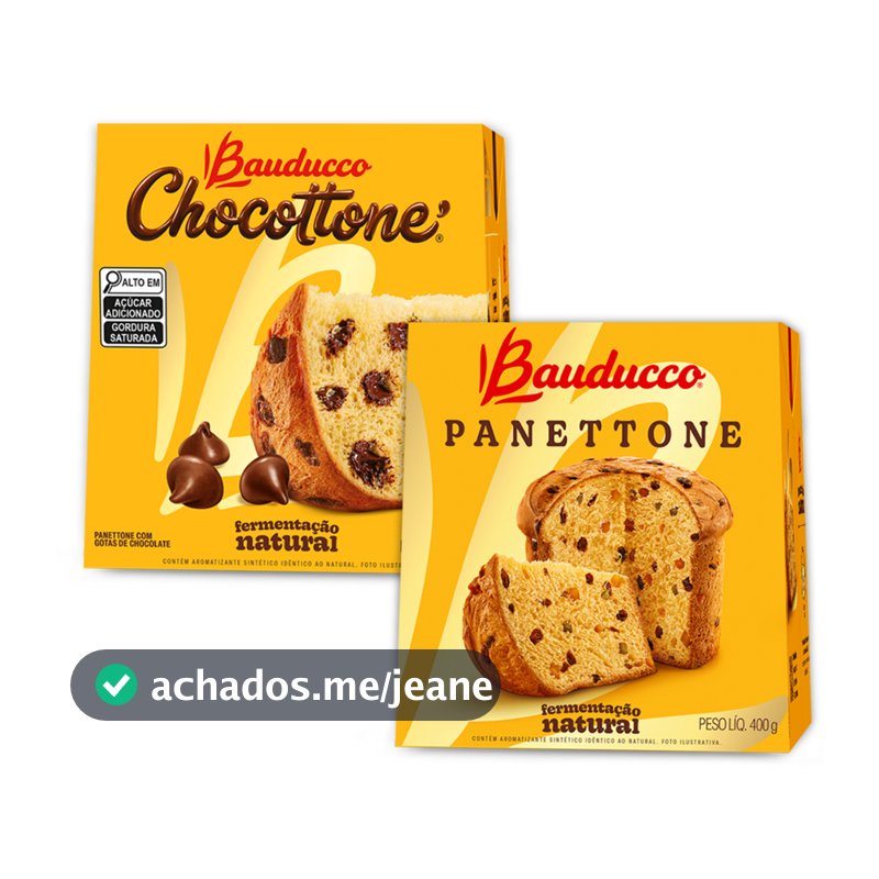 KIT 01 und Panettone Frutas Cristalizadas 400g + 01 und Chocottone 400g Bauducco