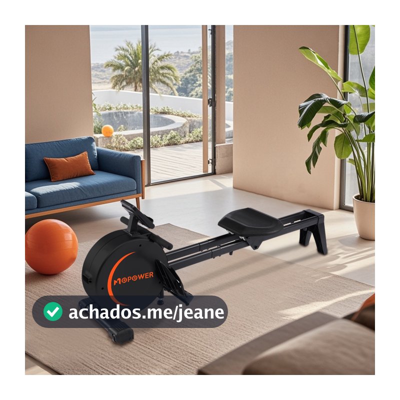 Aparelho de Remo Ergométrico Dobrável - Resistência Magnética 8 Níveis, Design Compacto