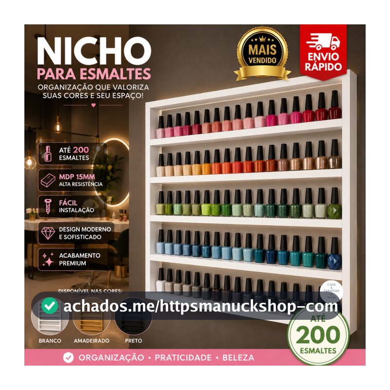 Nicho Expositor de Esmaltes Organizador de Parede para Salão de Beleza Manicure ---01