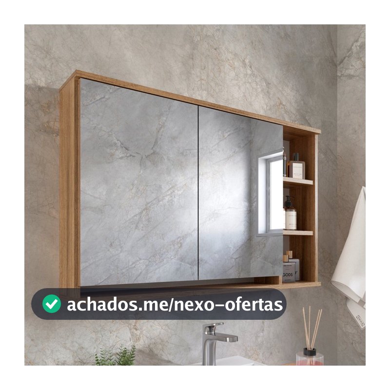 Armário Espelheira de Banheiro 90cm com 2 Portas Solaris EP400 Yescasa