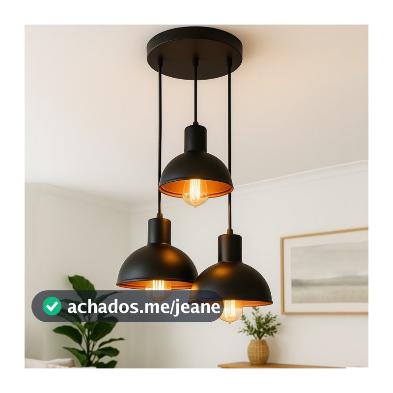 Lustre Pendente Luminária de teto Joana tripla Quarto Sala Cozinha Moderna Casa Apartamento Design Minimalista